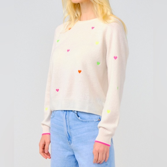 BRODIE CASHMERE Sz. L Little Hearts sweater Little Heart Mini Sweat - Picture 1 of 7